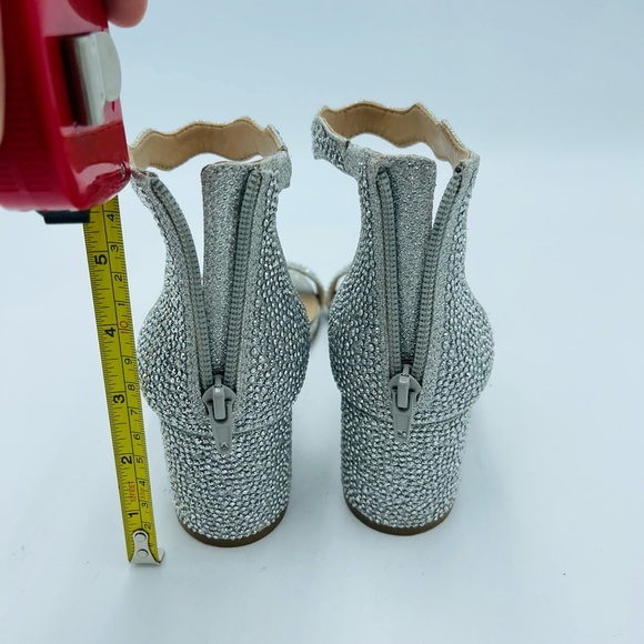INC International Concepts Womens Hadwin2 Bejeweled Silver Dazzled Open Toe - Picture 3 of 5